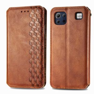 For LG K92 5G Cubic Grid Pressed Horizontal Flip Magnetic PU Leather Case with Holder & Card Slots & Wallet(Brown) (OEM)