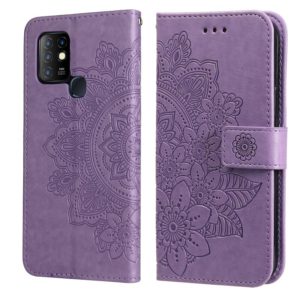 For Infinix Hot 10 7-petal Flowers Embossing Pattern Horizontal Flip PU Leather Case with Holder & Card Slots & Wallet & Photo Frame(Light Purple) (OEM)