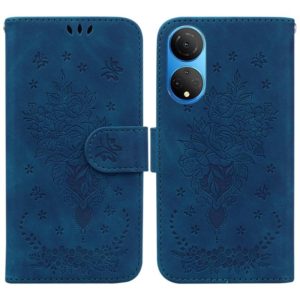 For Honor X7 Butterfly Rose Embossed Leather Phone Case(Blue) (OEM)