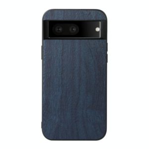For Google Pixel 7 5G Wood Texture PU Phone Case(Blue) (OEM)