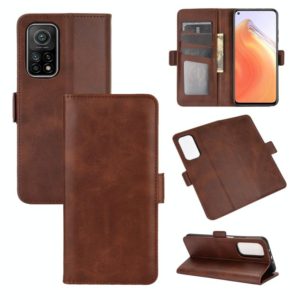 For Xiaomi Mi 10T / 10T Pro Dual-side Magnetic Buckle Horizontal Flip Leather Case with Holder & Card Slots & Wallet(Brown) (OEM)