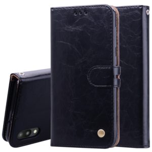 Business Style Oil Wax Texture Horizontal Flip Leather Case for Galaxy M10, with Holder & Card Slots & Wallet (Black) (OEM)