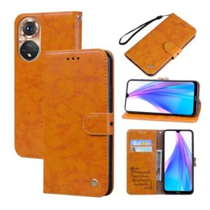 For Huawei nova 9 Oil Wax Texture Leather Phone Case(Yellow) (OEM)