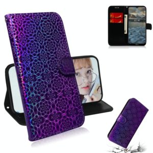For Nokia 2.4 Solid Color Colorful Magnetic Buckle Horizontal Flip PU Leather Case with Holder & Card Slots & Wallet & Lanyard(Purple) (OEM)
