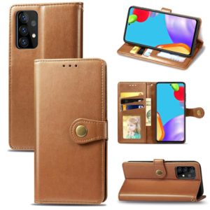 For Samsung Galaxy A52 5G / 4G Retro Solid Color Leather Buckle Phone Case with Lanyard & Photo Frame & Card Slot & Wallet & Stand Function(Brown) (OEM)