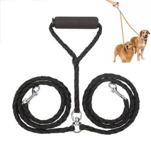 Double Dog Leashes Anti-winding Pet Traction Rope, Size:1.4m(Black) (OEM)