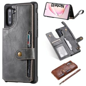 For Galaxy Note 10 Buckle Zipper Shockproof Protective Case with Holder & Card Slots & Wallet & Lanyard & Photos Frame(Gray) (OEM)