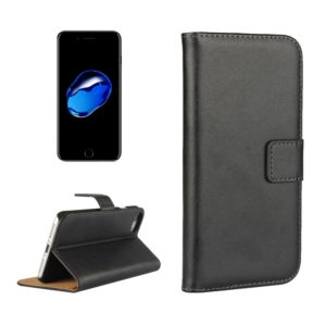 For iPhone 8 & 7 Genuine Split Horizontal Flip Leather Case with Holder & Card Slots & Wallet(Black) (OEM)