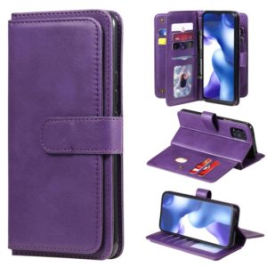 For Xiaomi Mi 10 Lite Multifunctional Magnetic Copper Buckle Horizontal Flip Solid Color Leather Case with 10 Card Slots & Wallet & Holder & Photo Frame(Purple) (OEM)
