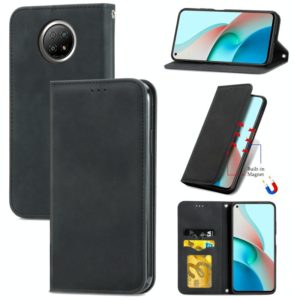 For Xiaomi Redmi Note 9 5G Retro Skin Feel Business Magnetic Horizontal Flip Leather Case With Holder & Card Slots & Wallet & Photo Frame(Black) (OEM)