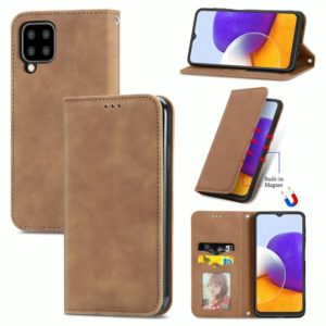 For Samsung Galaxy A22 4G (EU Version) Retro Skin Feel Business Magnetic Horizontal Flip Leather Case With Holder & Card Slots & Wallet & Photo Frame(Brown) (OEM)