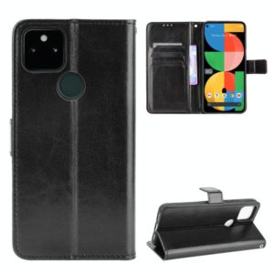 For Google Pixel 5a 5G Crazy Horse Texture Horizontal Flip Leather Case with Holder & Card Slots & Lanyard(Black) (OEM)