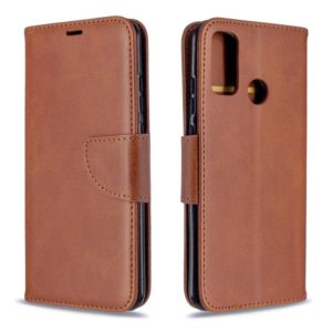 For Huawei P Smart (2020) Retro Lambskin Texture Pure Color Horizontal Flip PU Leather Case with Holder & Card Slots & Wallet & Lanyard(Brown) (OEM)