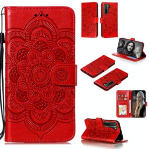 For Huawei nova 7 SE Mandala Embossing Pattern Horizontal Flip PU Leather Case with Holder & Card Slots & Walle & Lanyard(Red) (OEM)