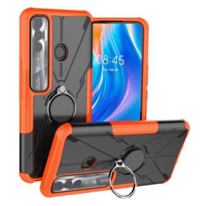 For Tecno Spark 7 Pro Armor Bear Shockproof PC + TPU Phone Protective Case with Ring Holder(Orange) (OEM)
