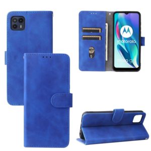 For Motorola Moto G50 5G Solid Color Skin Feel Magnetic Buckle Horizontal Flip Calf Texture PU Leather Case with Holder & Card Slots & Wallet(Blue) (OEM)