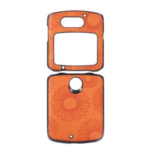 For Motorola Razr 5G Sunflower Pattern PU+TPU+PC Shockproof Phone Case(Orange) (OEM)