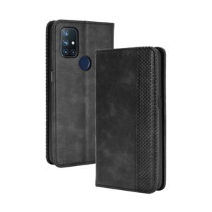 For OnePlus Nord N10 5G Magnetic Buckle Retro Crazy Horse Texture Horizontal Flip Leather Case with Holder & Card Slots & Photo Frame(Black) (OEM)