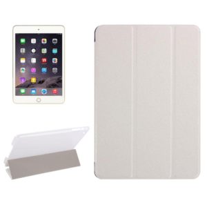 Silk Texture Horizontal Flip Leather Case with Three-Folding Holder for iPad mini 4(White) (OEM)