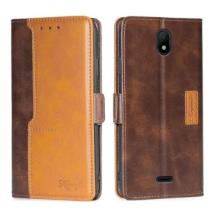 For Nokia C100 Contrast Color Side Buckle Leather Phone Case(Dark Brown+Gold) (OEM)