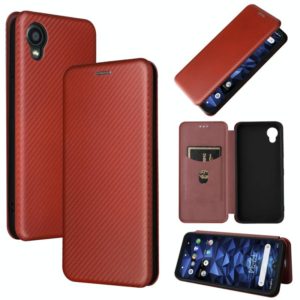 For Kyocera DIGNO BX2 Carbon Fiber Texture Horizontal Flip PU Phone Case(Brown) (OEM)