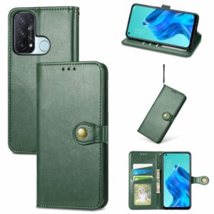 For OPPO Reno5 A Solid Color Leather Buckle Phone Case with Lanyard & Photo Frame & Card Slot & Wallet & Stand Function(Green) (OEM)