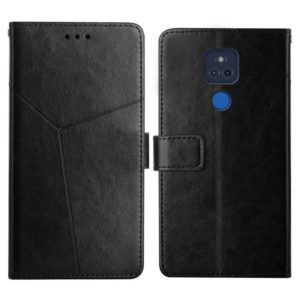 For Motorola Moto G Play 2021 Y Stitching Horizontal Flip Leather Phone Case with Holder & Card Slots & Wallet & Photo Frame(Black) (OEM)