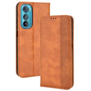 For Motorola Edge 30 Magnetic Buckle Retro Texture Leather Phone Case(Brown) (OEM)