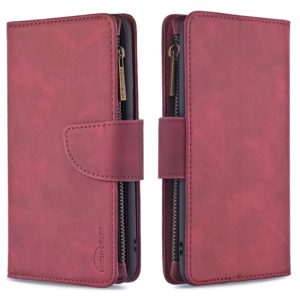 For iPhone 6 Plus Skin Feel Detachable Magnetic Zipper Horizontal Flip PU Leather Case with Multi-Card Slots & Holder & Wallet & Photo Frame & Lanyard(Red) (OEM)