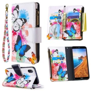 For Xiaomi Redmi 7A Colored Drawing Pattern Zipper Horizontal Flip Leather Case with Holder & Card Slots & Wallet(Two Butterflies) (OEM)