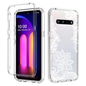 For LG V60 ThinQ 5G PC+TPU Transparent Painted Phone Case(White Flower) (OEM)