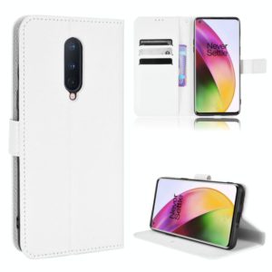 For OnePlus 8 Diamond Texture Leather Phone Case(White) (OEM)