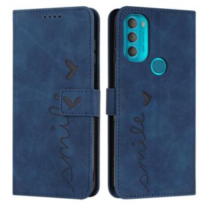 For Motorola Moto G71 5G Skin Feel Heart Pattern Leather Phone Case(Blue) (OEM)