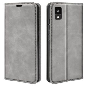 For TCL 30Z Retro-skin Magnetic Suction Leather Phone Case(Grey) (OEM)