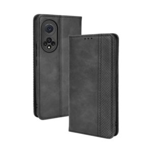 For Huawei nova 9 Magnetic Buckle Retro Crazy Horse Texture Horizontal Flip Phone Leather Case with Holder & Card Slots & Photo Frame(Black) (OEM)