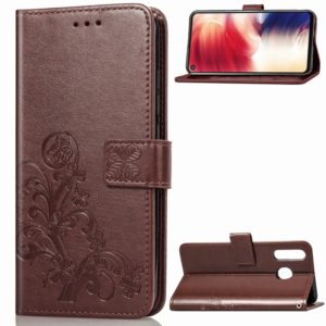 Lucky Clover Pressed Flowers Pattern Leather Case for Galaxy A8s, with Holder & Card Slots & Wallet & Hand Strap (Brown) (OEM)