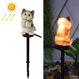 Solar Powered Resin Cat Shape Landscape Light Outdoor LED Garden Lawn Light(Grey-C) (OEM)
