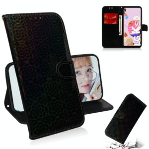 For LG K51S Solid Color Colorful Magnetic Buckle Horizontal Flip PU Leather Case with Holder & Card Slots & Wallet & Lanyard(Black) (OEM)