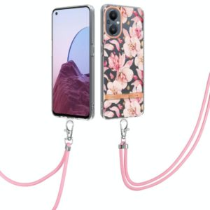 For OnePlus N20 5G Flowers Series TPU Phone Case with Lanyard(Pink Gardenia) (OEM)