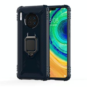 For Huawei Mate 30 Carbon Fiber Protective Case with 360 Degree Rotating Ring Holder(Blue) (OEM)