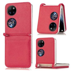 For Huawei P50 Pocket Litchi Pattern Card Folding Phone Case(Red) (OEM)