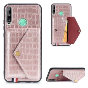 For Huawei Y7P/P40 Lite E Crocodile Pattern Envelope Card Package Phone Case With Magnet And Bracket Function(Rose Gold) (OEM)