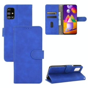 For Samsung Galaxy M31s Solid Color Skin Feel Magnetic Buckle Horizontal Flip Calf Texture PU Leather Case with Holder & Card Slots & Wallet(Blue) (OEM)