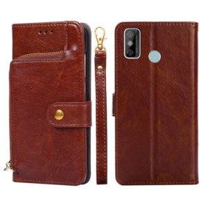 For Tecno Spark 6 GO Zipper Bag Leather Phone Case(Brown) (OEM)