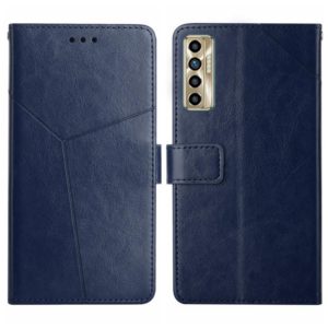 For Tecno Camon 17P HT01 Y-shaped Pattern Flip Leather Phone Case(Blue) (OEM)