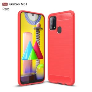 For Galaxy M31 Brushed Texture Carbon Fiber TPU Case(Red) (OEM)