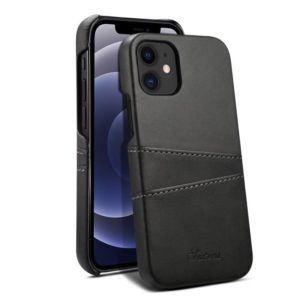 For iPhone 12 Pro Max Calf Texture Back Cover Protective Case with Card Slots(Black) (OEM)