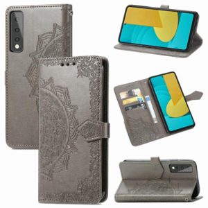 For LG Stylo 7 Mandala Flower Embossed Horizontal Flip Leather Case with Bracket / Card Slot / Wallet / Lanyard(Grey) (OEM)