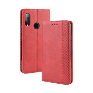 Magnetic Buckle Retro Crazy Horse Texture Horizontal Flip Leather Case for HTC U19E , with Holder & Card Slots & Photo Frame(Red) (OEM)