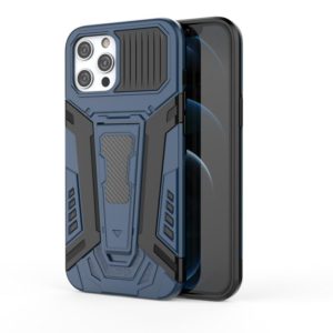 For iPhone 12 / 12 Pro War Chariot Series Armor All-inclusive Shockproof PC + TPU Protective Case with Invisible Holder(Blue) (OEM)